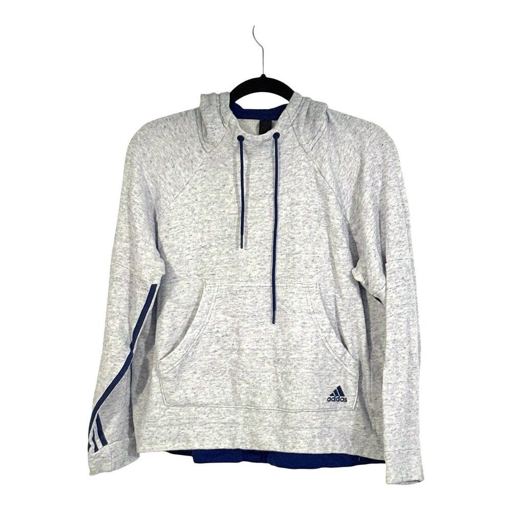 Adidas Pullover Sweatshirt Gray Women’s M Kangaroo Pocket Logo Athleisure